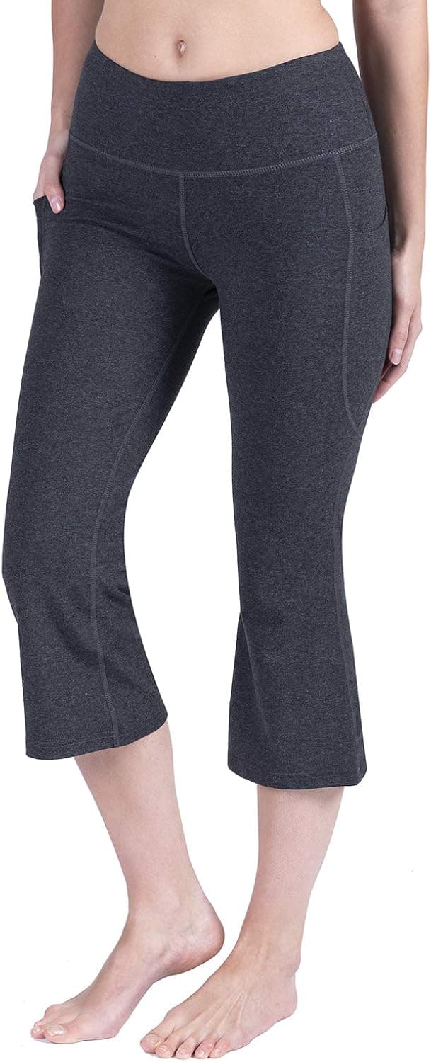 SYKROO Women's Bootcut Yoga Capri Pants High Waist Flare Workout Bootleg Pants Tummy Control Athletic Leggings with Pockets