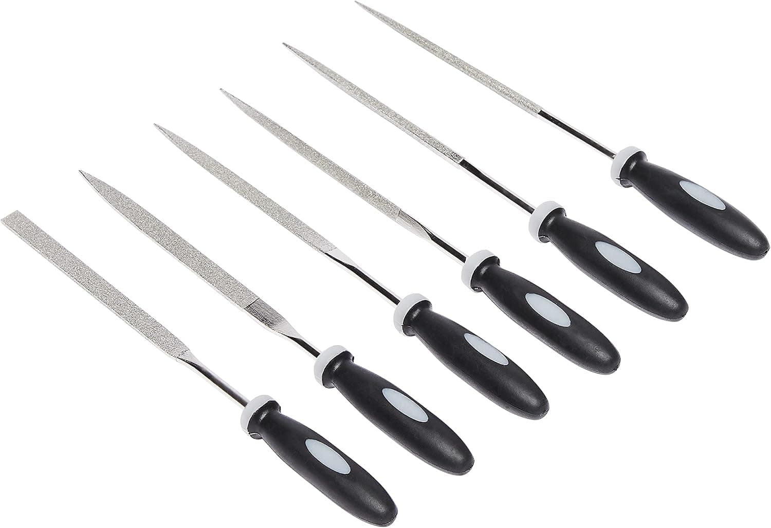Amazon Basics Diamond Needle File Set with 150 Grit - Hardened Alloy Steel - 6-Piece Set, 6-inch
