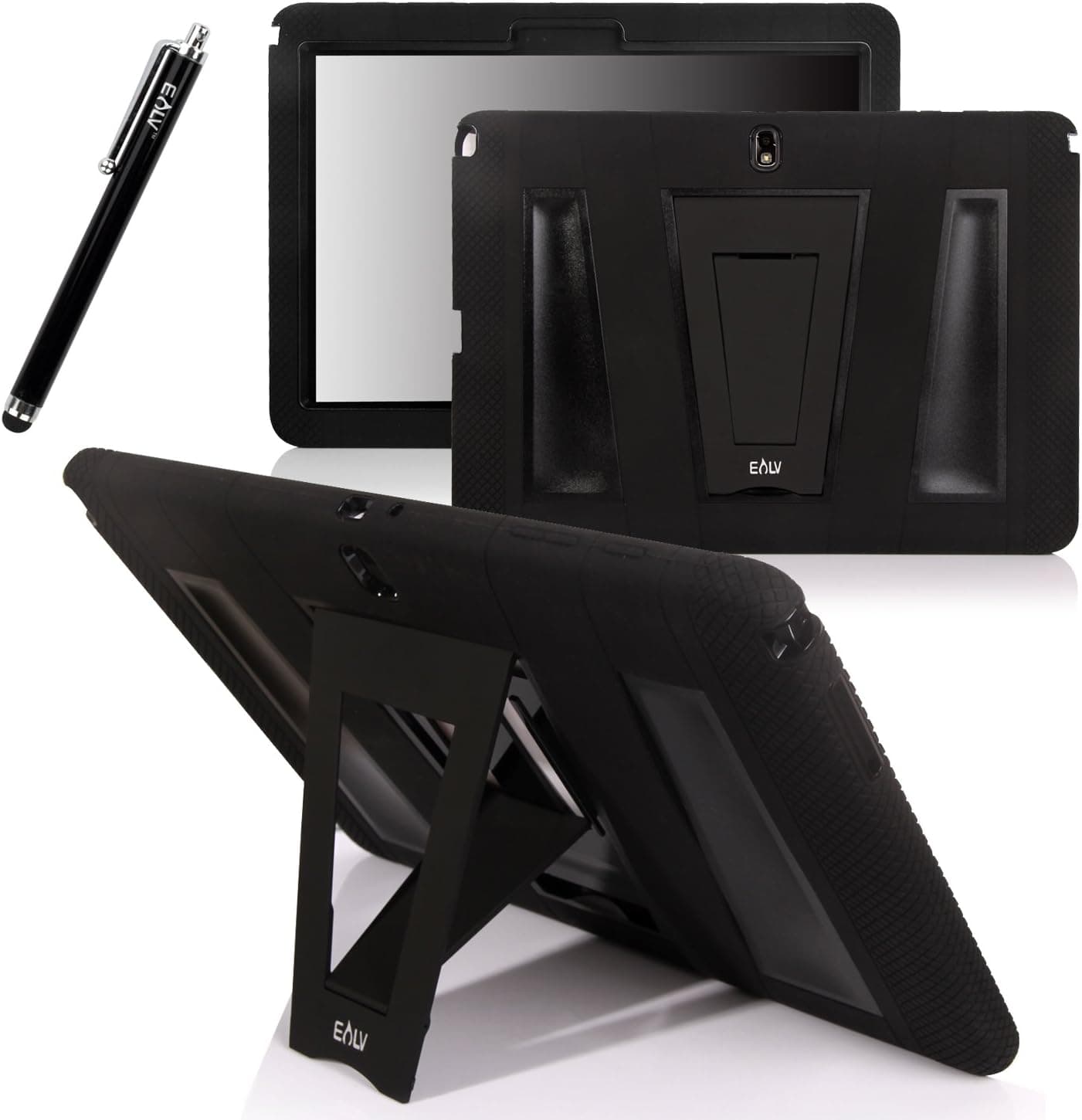 Galaxy Note Pro 12.2 Case, Galaxy Tab Pro 12.2 Case, E LV Galaxy Note PRO 12.2 & Galaxy Tab PRO 12.2 Case Cover - High Impact Resistant Full-body Protection Hybrid Armor Case Combo (Convertible Built in Stand) with 1 Black Stylus [ONLY COMPATIABLE WITH SAMSUNG GALAXY NOTE PRO 12.2 AND SAMSUNG GALAXY TAB PRO 12.2] - (Black, Samsung Galaxy Note Pro 12.2)