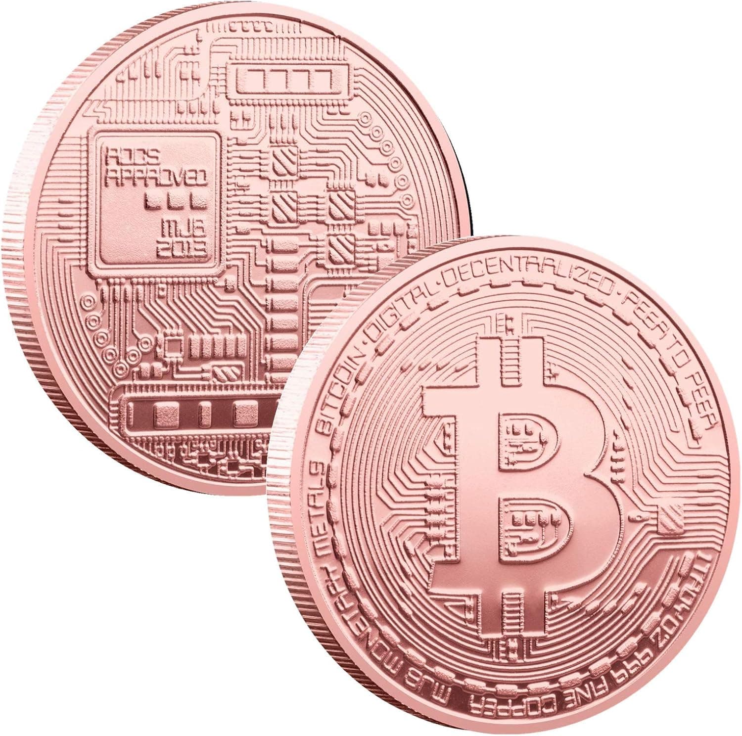1oz Copper Bitcoin Commemorative Coin Copper Plated BTC Bitcoin Challenge Coin Limited Edition Collectible Coin with Protective Case