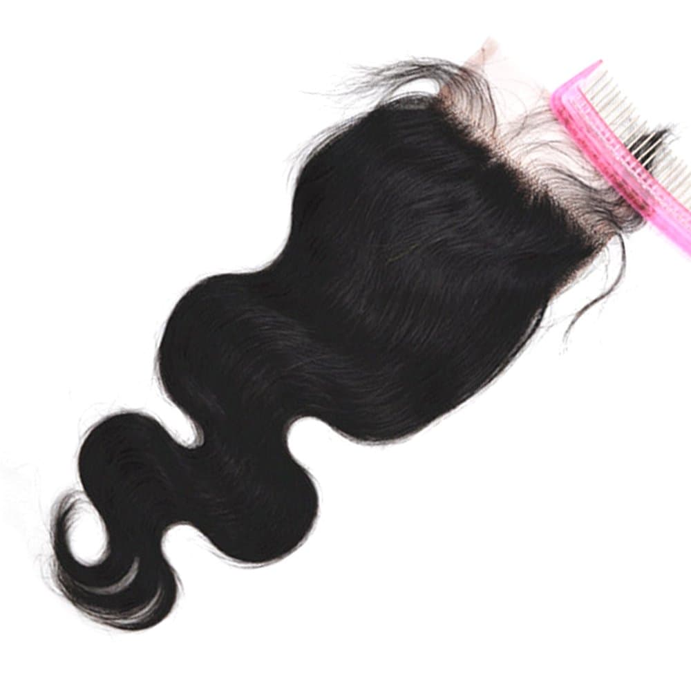 HairPR Bleached Knots 4"x4" Body Wave Natural Black Free Part Virgin Hair Lace Closure 10"