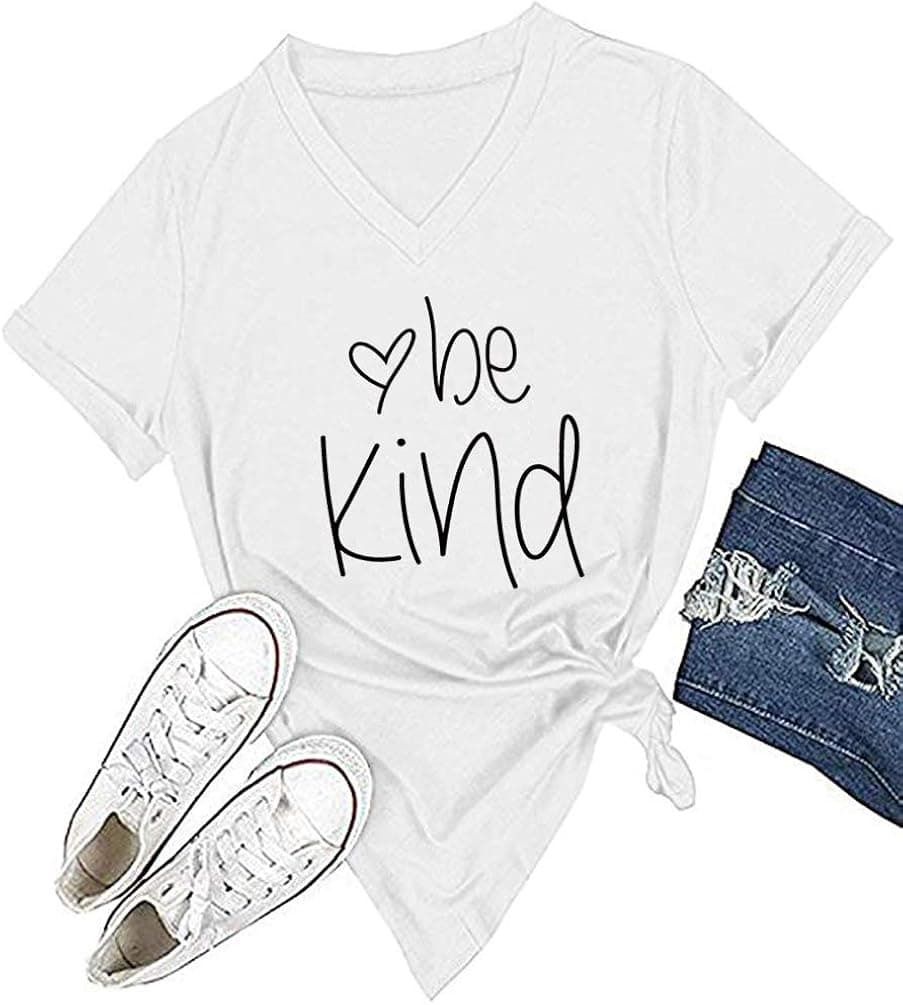 DANVOUY Womens T Shirt Casual Cotton Short Sleeve V-Neck Graphic T-Shirt Tops Tees