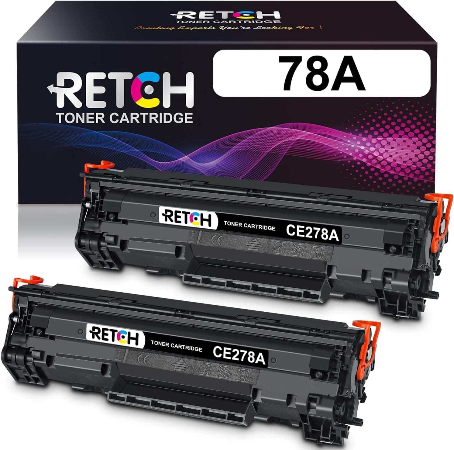RETCH 278A Compatible Toner Cartridges 2 Black Replacement for HP 78A CE278A CRG126 CRG-128 to use with Pro P1606dn M1536dnf P1566 P1560 P1606 M1536 LBP-6200 LBP-6200D LBP-6230 Laser Printer (2 Pack )