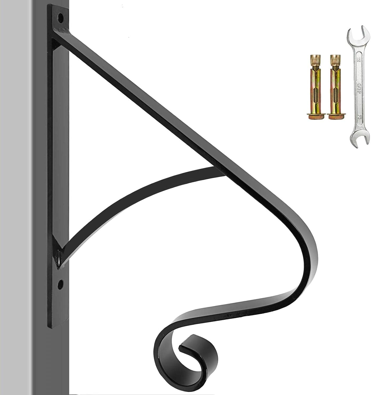 Handrails,Wall Mounted Wrought Iron Handrail Stair Railing Fits 1 or 2 Handrails for Outdoor Steps