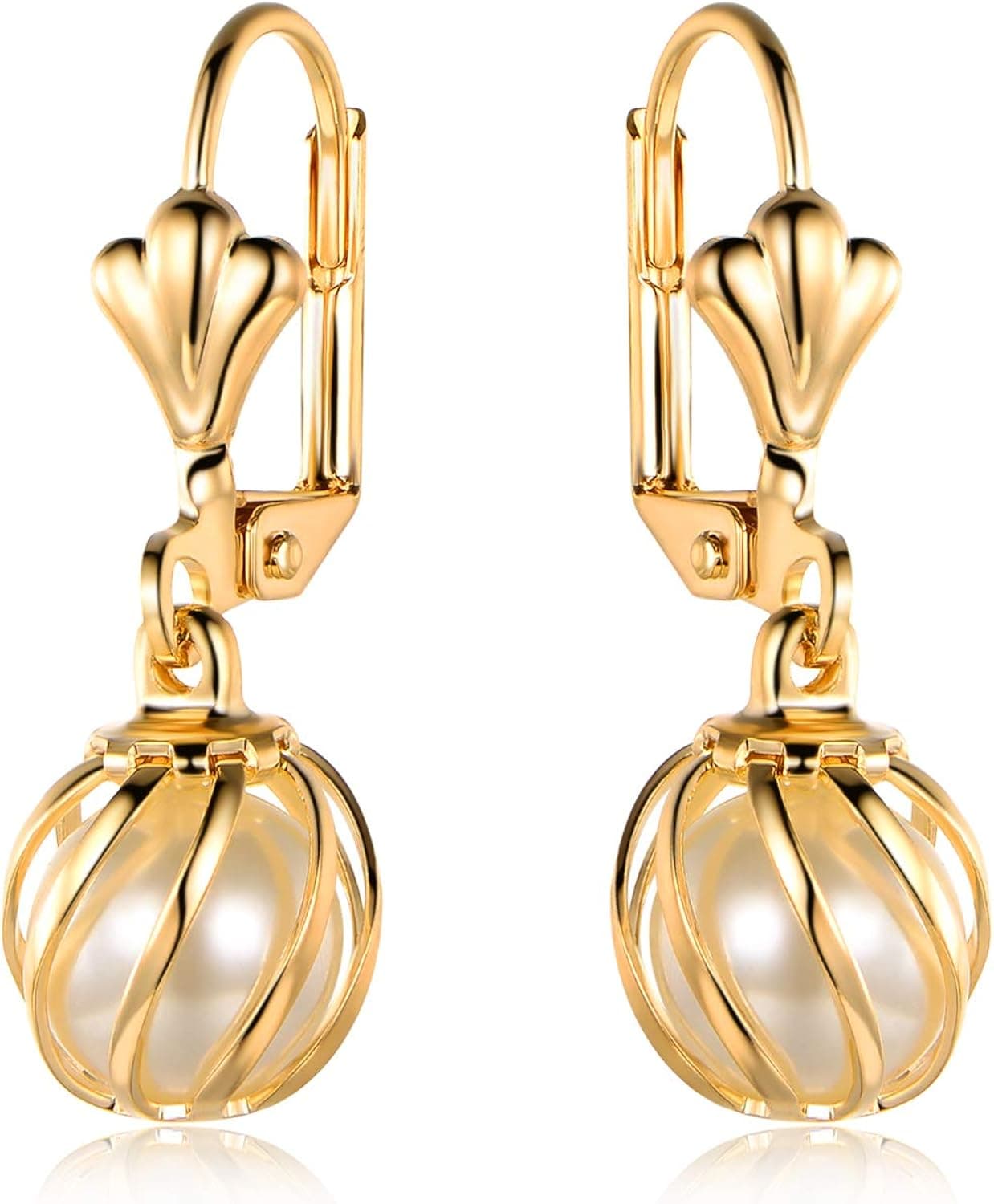 Barzel 18K Gold Plated Pearl Dangling Drop Earrings