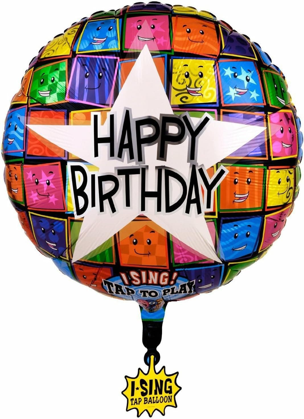 Happy Birthday Faces Singing Foil Balloon 28in., Pkg/1