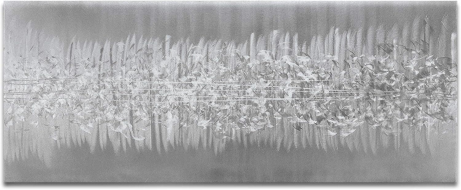 Original Abstract Art 'Static Silver 48' by Helena Martin - Metallic Electricity Piece Contemporary Wall Decor on Ground Metal