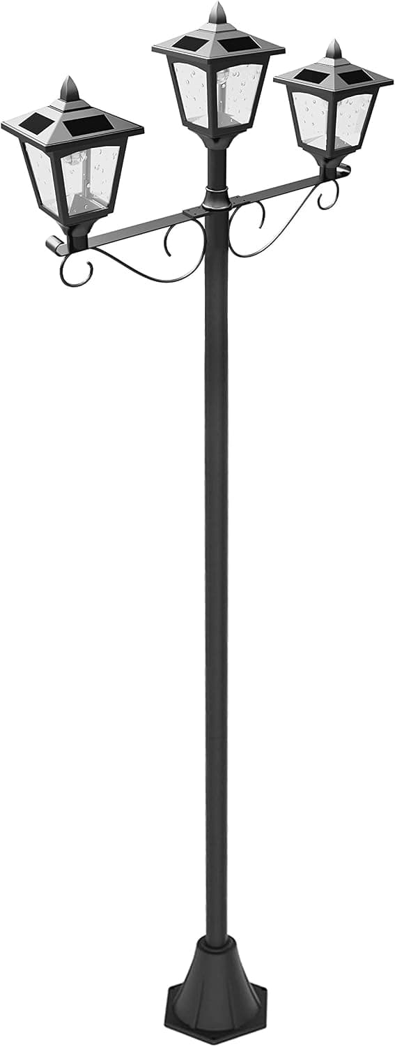 Upgrade Solar Powered 72" Triple-Head Street Vintage Outdoor Garden Solar Lamp Post Light Lawn