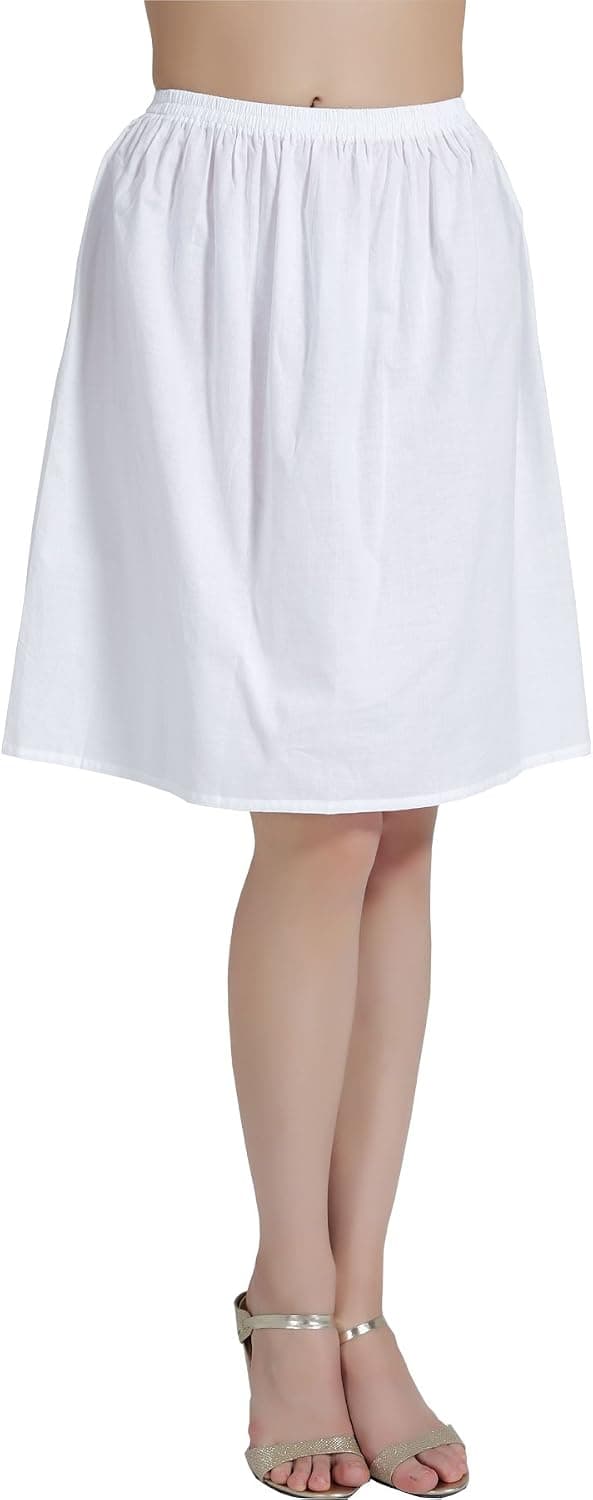 BEAUTELICATE Womens Half Slip 100% Cotton Vintage Underskirt in 3 Lengths