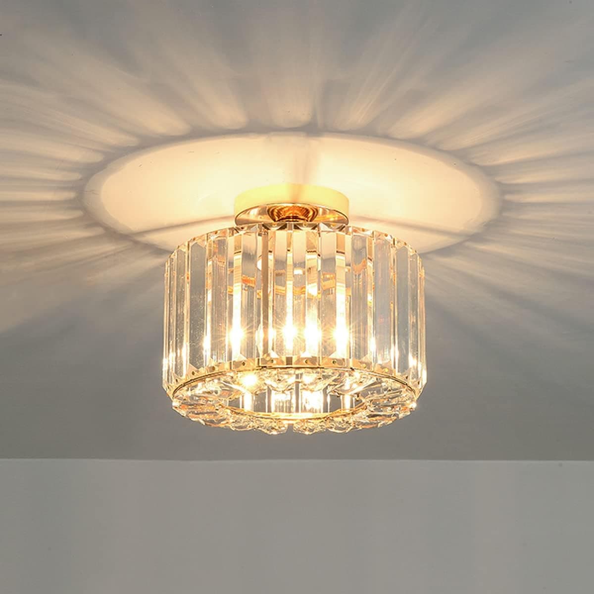 Ceiling Lighting Fixtures Chandelier Crystals Light, LED Flush Mount Ceiling Light for Kitchen Hallway Dining Rooms Living Rooms Bar (Large Gold Ceiling-1)