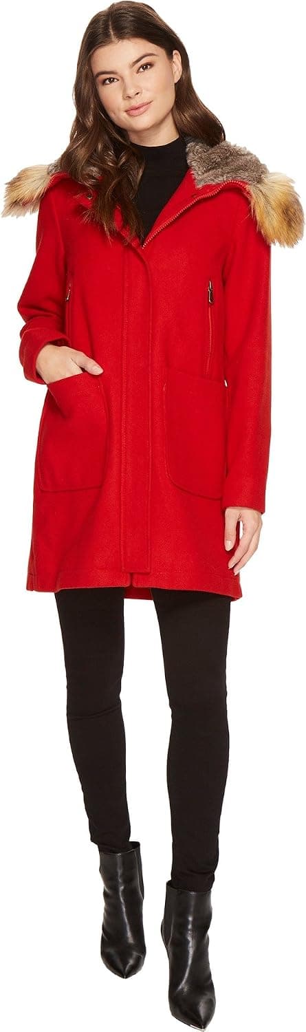 Vince Camuto Womens Faux Fur Trim Wool L8371