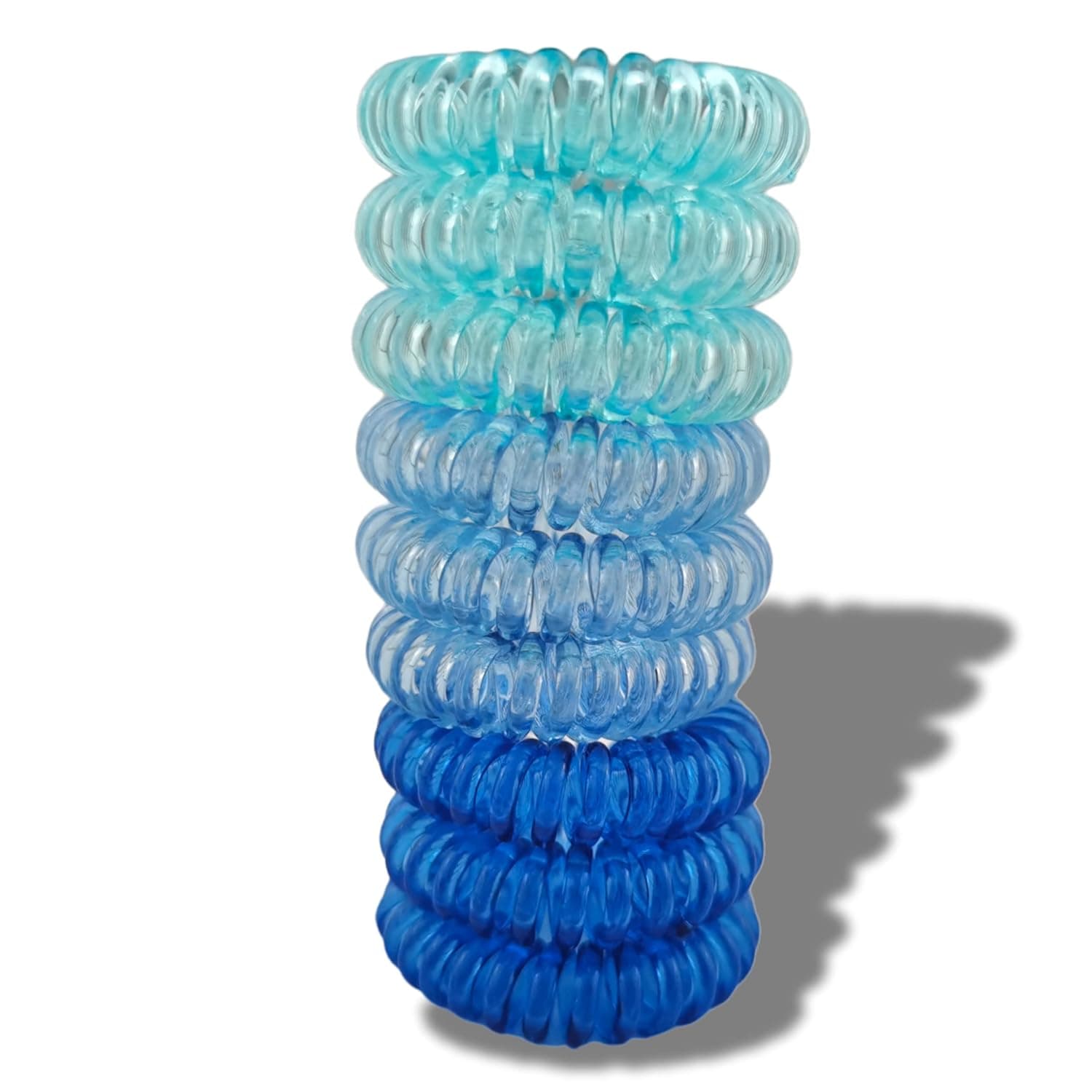 GIRLSKART 9 Pieces Spiral Hair Ties for Curly, Straight, Thick, Heavy Hair, Coil Hair Ties, High Stretchable Coil Hair ties, A Firm Yet Gentle All Day Hold with No Snagging, Dents, or Breakage… (SEA VIBES)