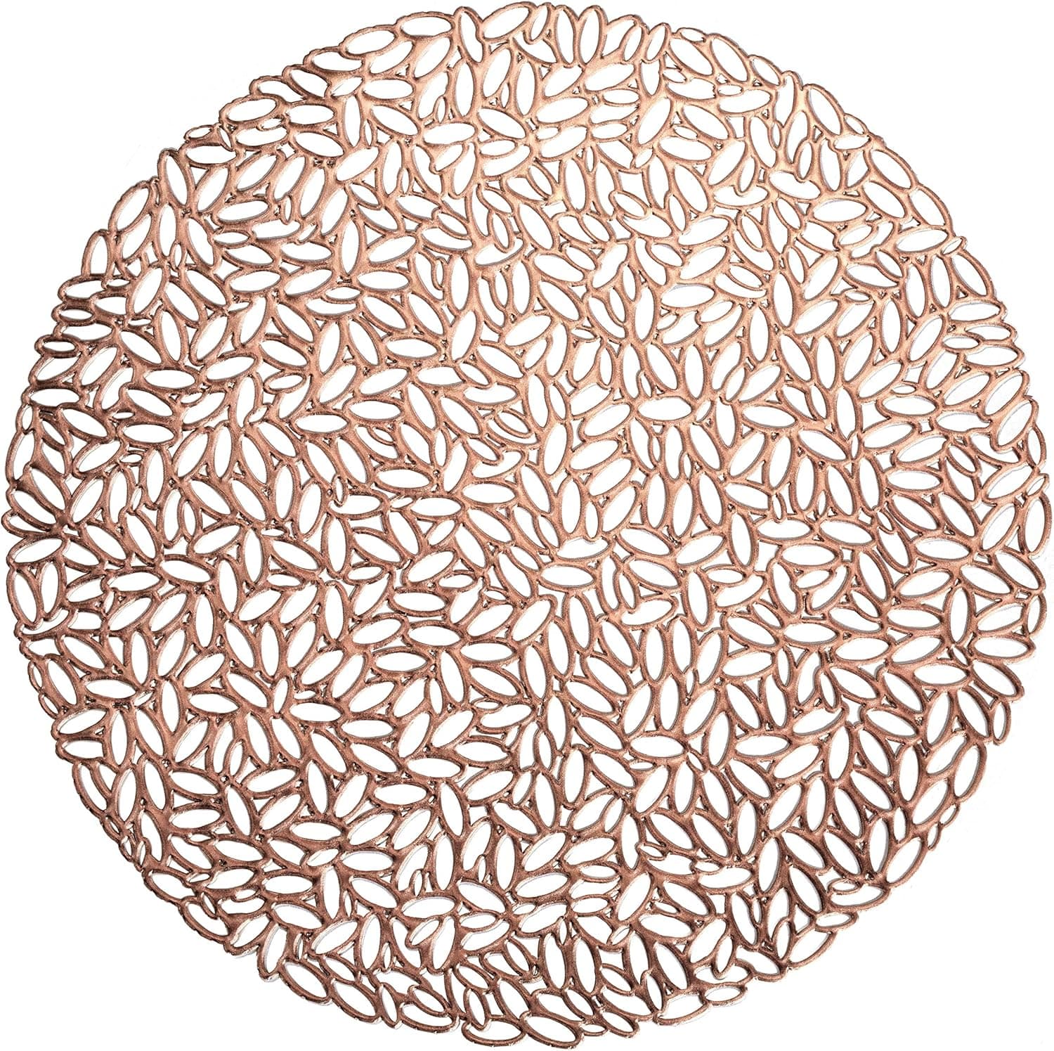 " OCCASIONS " 10 Pieces Pack Pressed Vinyl Metallic Placemats/Wedding Accent Centerpiece Placemat (Musk, Rose Gold)