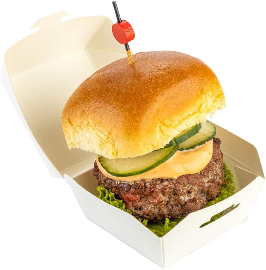 2.5 Inch Mini Burger Boxes, 100 Mini Clamshell Food Containers - Hinged Lid, Disposable, White Paper Mini Clamshell Take Out Boxes, For Mini Appetizers Or Desserts, Serve Sliders Or Small Sandwiches