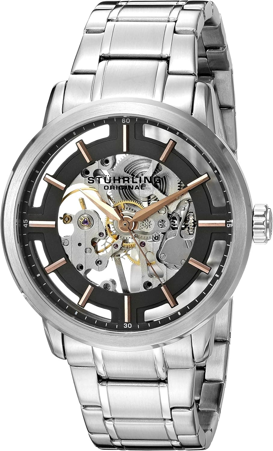 Stuhrling Original Men's 394.331154 Classic Winchester Pro Mechanical Hand Wind Skeleton Grey Dial Watch