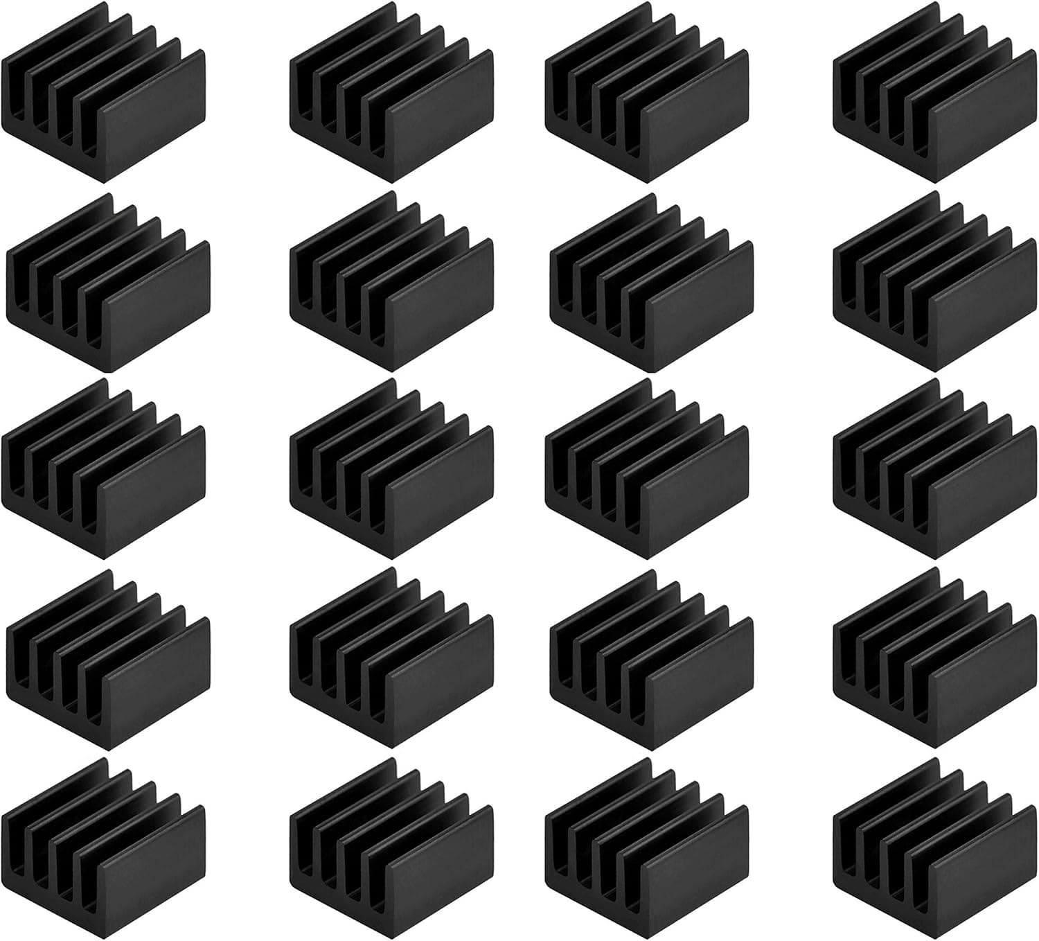 Easycargo 20pcs Small Mini Heatsink Kit + Thermal Conductive Adhesive Tape, Mini Cooler Aluminum Heat Sink for Cooling VRM GPU Stepper Driver MOSFET VRam Regulators (8.8mmx8.8mmx5mm)