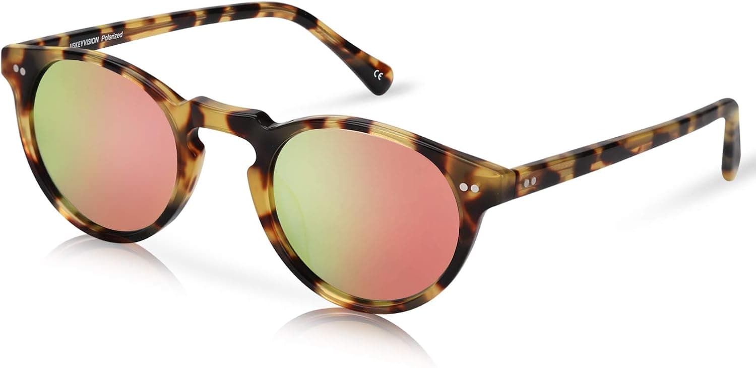 USKEYVISION Polarized Sunglasses Retro Round Acetate Sun Glasses High Clarity UV400 Protection Lens Sunglasses(UV1430)