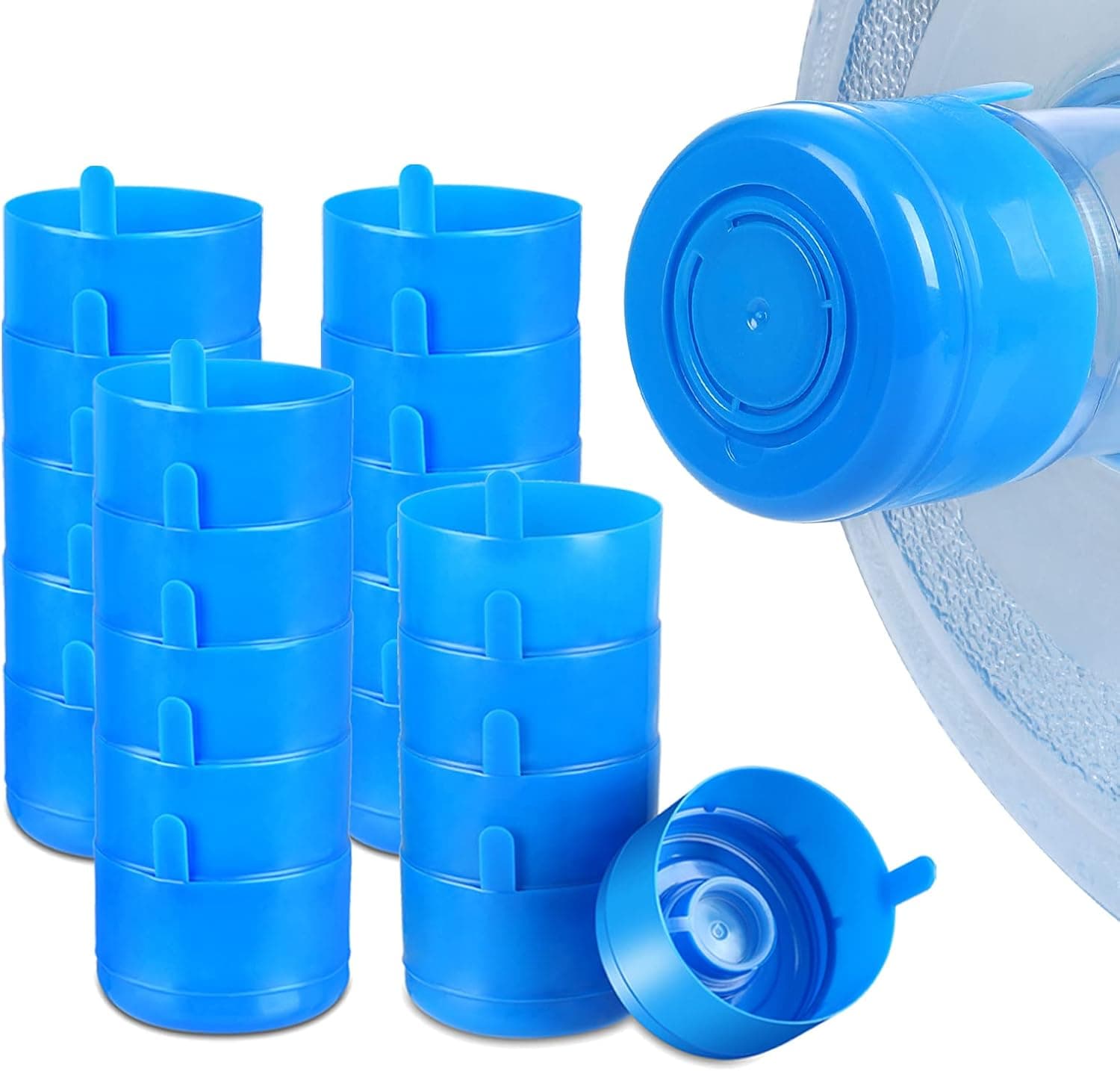 5 gallon Water Jug Cap,55mm Water Bottle Caps 5 Gallon Non Spill Caps with Water Bottle Handle for Screw Top Bottles (20Pack)