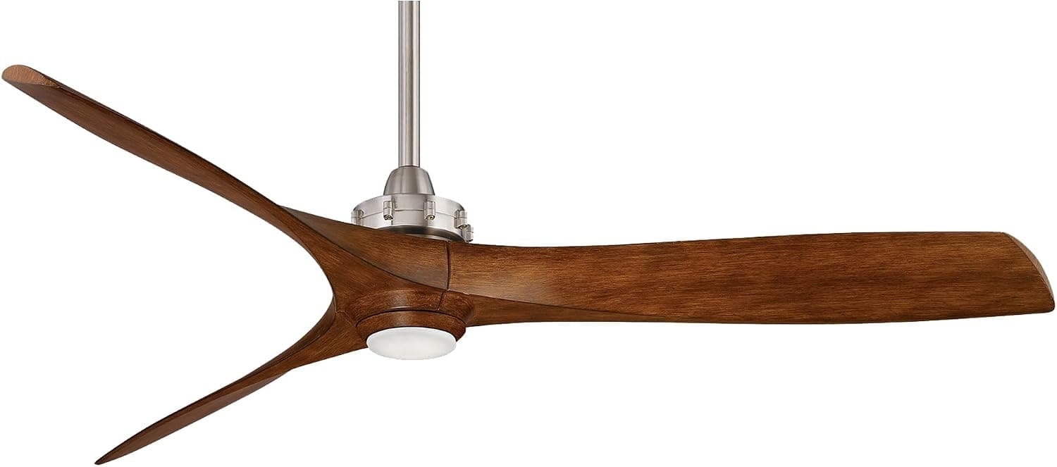 MINKA-AIRE F853L-BN/DK Aviation 60 Inch Ceiling Fan with LED Light and DC Motor in Brushed Nickel Finish and Distressed Koa Blades