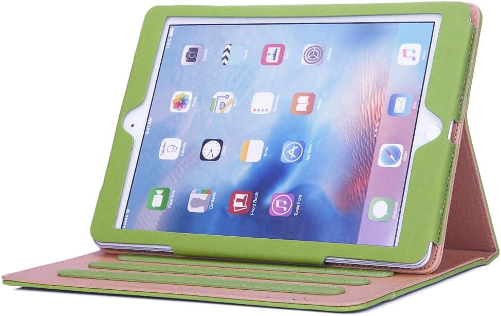 I4Ucase Apple iPad 9.7 Inch 2017/2018 (5th/6th Generation) Case - Soft Leather Stand Folio Case Cover for iPad 9.7 Inch, with Multiple Viewing Angles, Auto Sleep/Wake, Document Pocket (Green)
