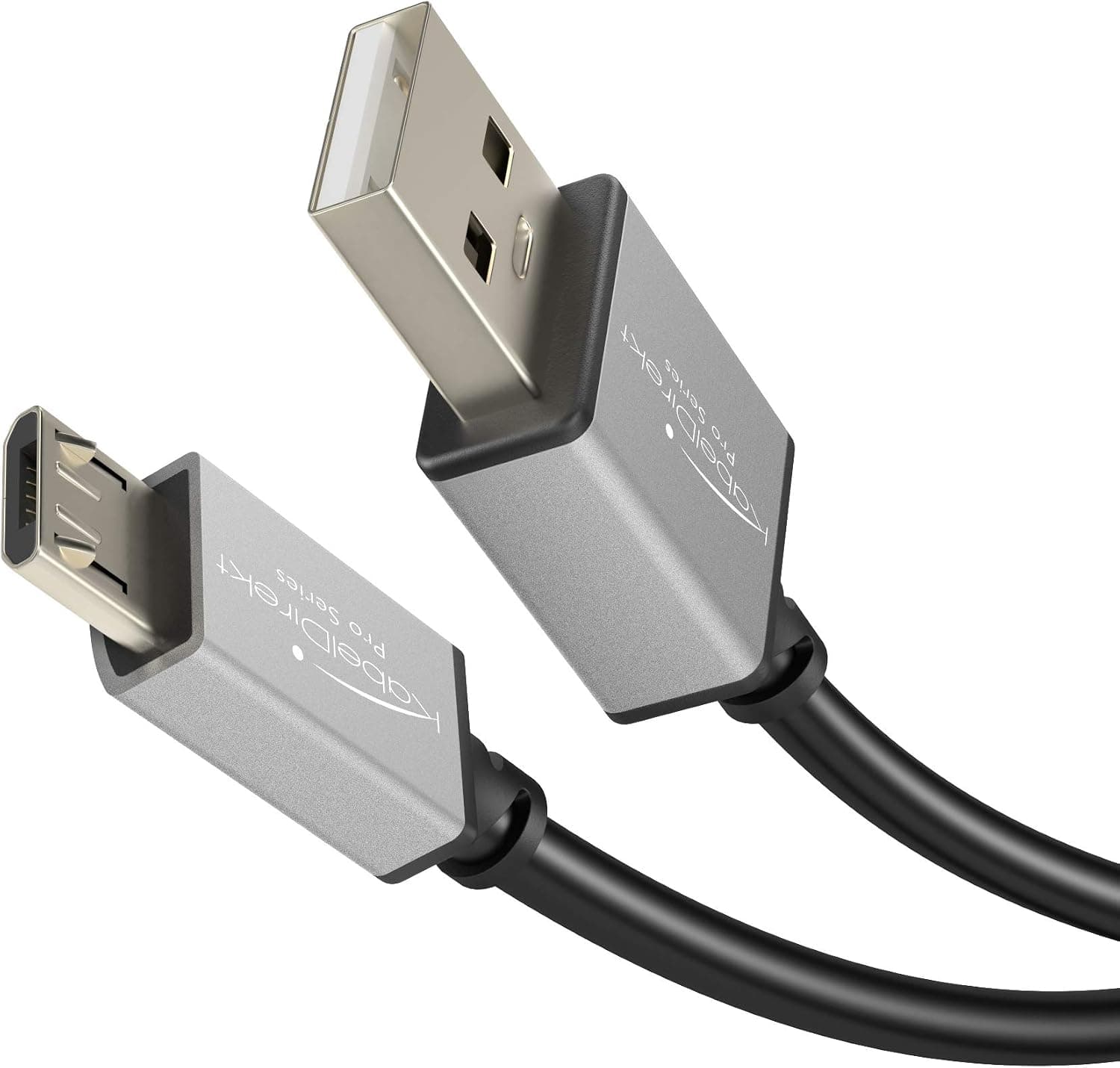 KabelDirekt – Micro USB 2.0 Cable 6 feet (High Speed Data Cable and Charging Cable, Suitable for Smartphones and Tablets with Micro USB Port, Black, Space Gray) – Pro Series