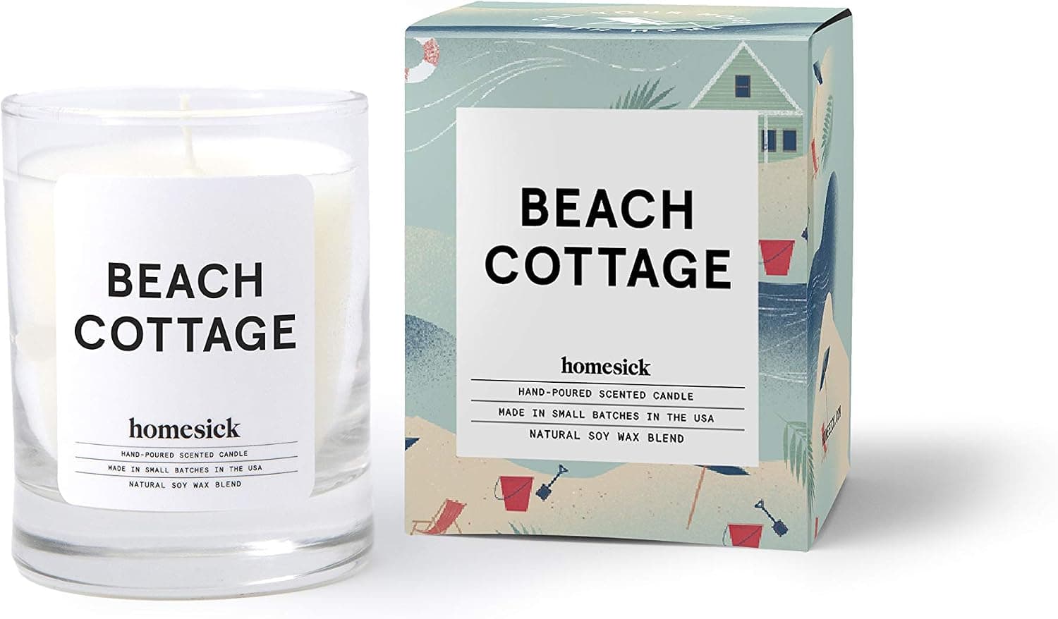 Homesick Beach Cottage Mini Scented Candle (10 to 12 hr Burn Time), 1.5 oz