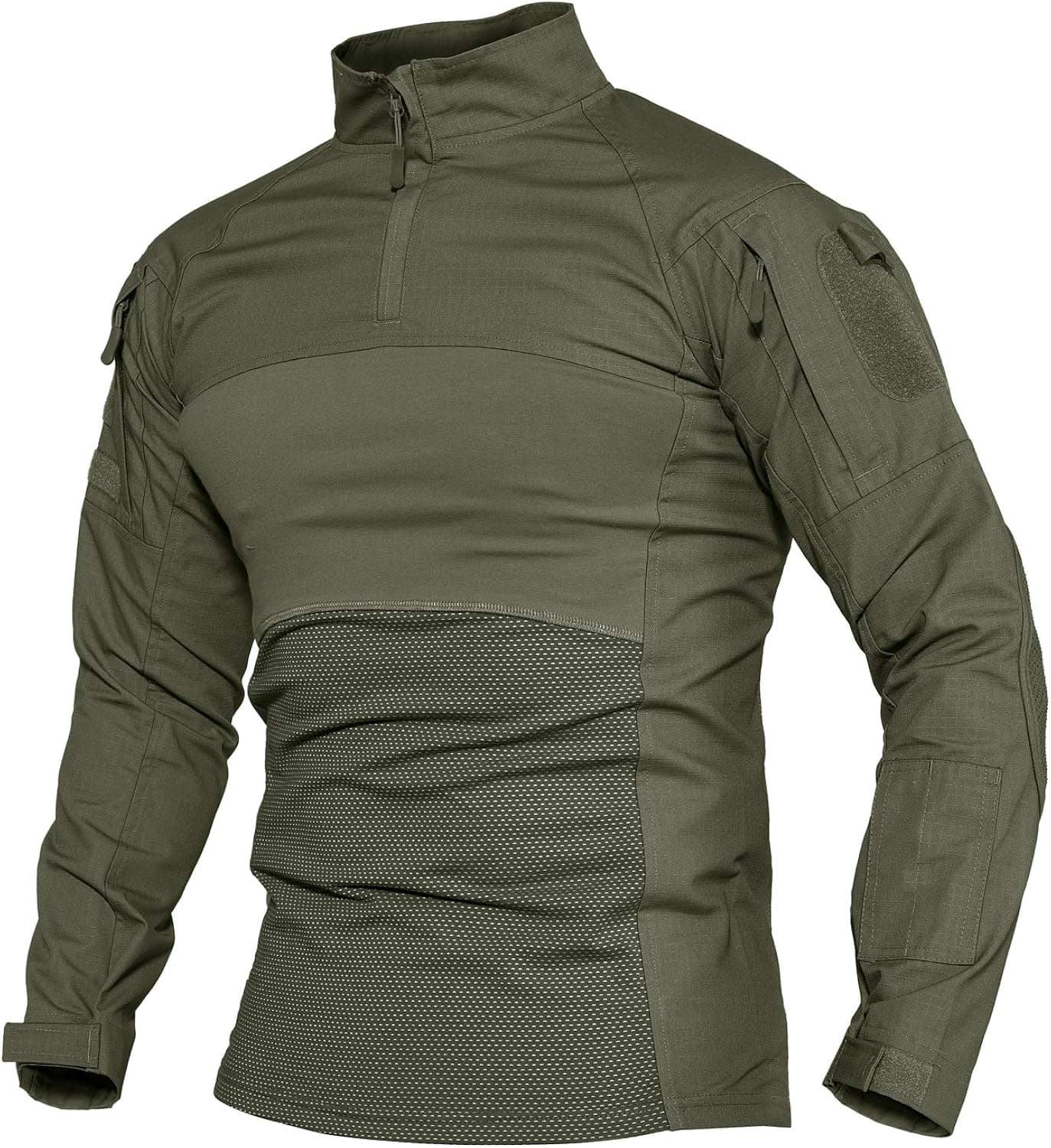CRYSULLY Men's Military Shirt Pullover Long Sleeve Army 1/4 Zip Tactical T-Shirts