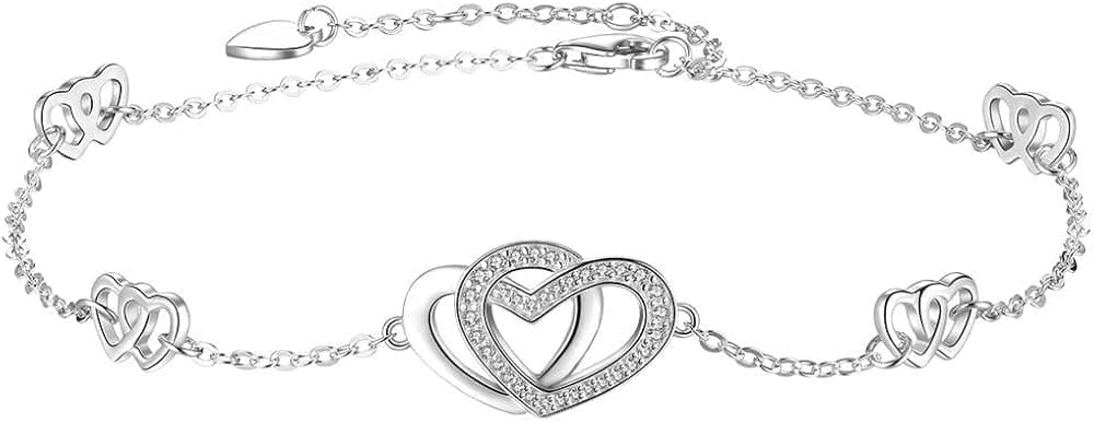 Desimtion Sterling Silver Heart love Anklets for Women, Birthday, Mothers Day Jewelry Gifts for Wife Mom Her Girlfriend from Husband Daughter Boyfriend