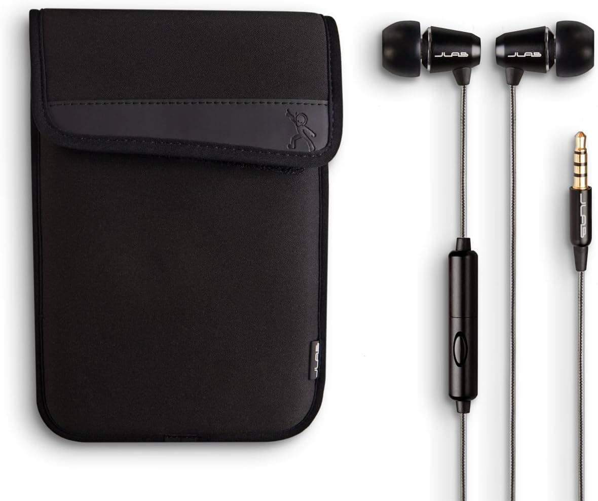 Kindle Fire Bundle - Neoprene Case w/JBasics Premium Metal Earphones - Black