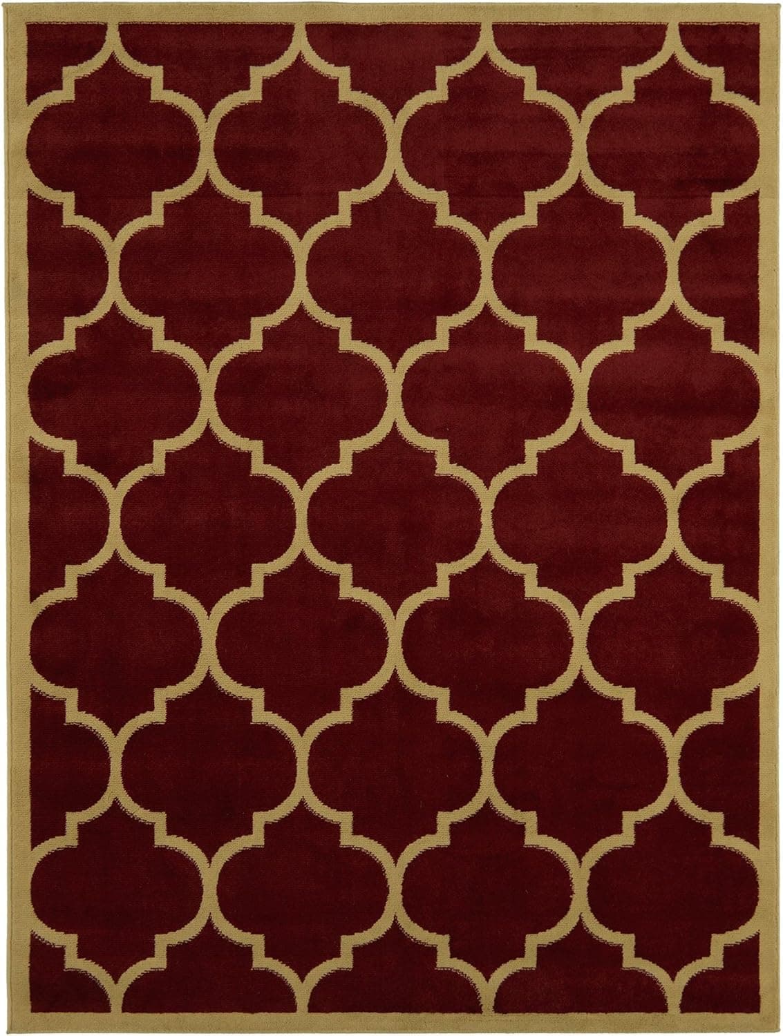 Ottomanson Paterson Collection Contemporary Moroccan Trellis Design Lattice Area Rug, 5'3"x7'0", Dark Red