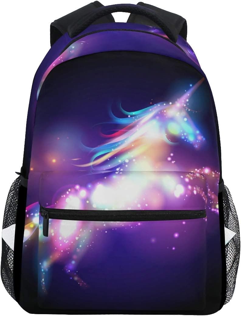 ZZKKO Rainbow Unicorn Abstract Art Boys Girls School Computer Backpacks Book Bag Travel Hiking Camping Daypack