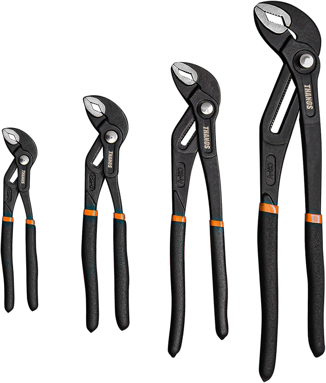 THANOS Tongue and Groove Pliers Set.Slip Joint Pliers Set.Water Pump Pliers Set with Push Button, Quick Adjust Channel Locks Pliers,Plumbing Pliers 7-10-12-16Inch,4PCS Water Pump Pliers Set