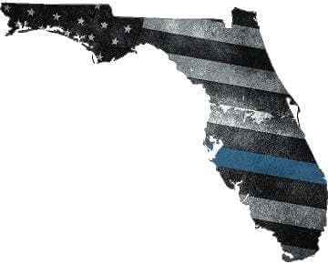 Yellow Dog 5" Florida Fl Tattered Subdued American Flag Thin Blue Line State Shape Law Enforcement Sticker