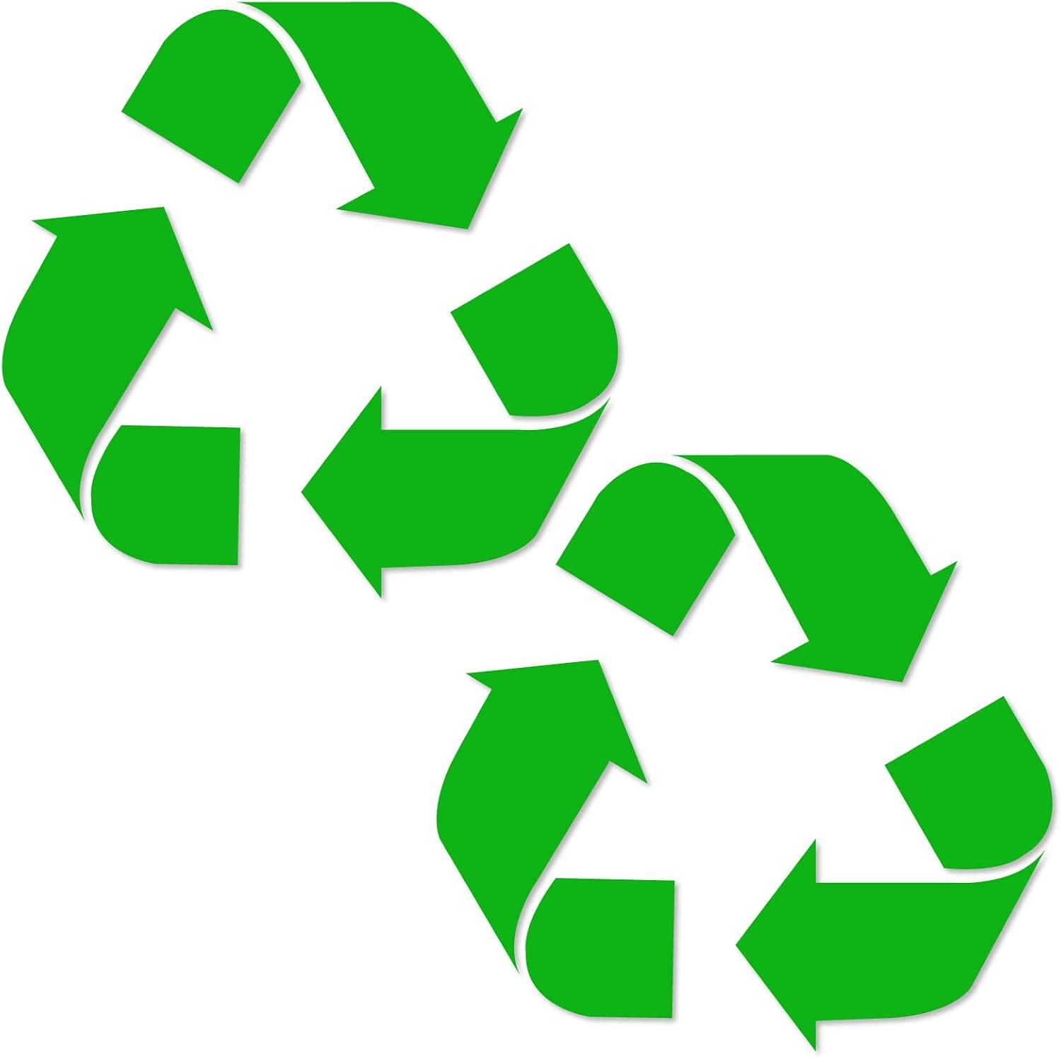 Recycle Symbol Sticker Decal (7in x 7in 2 Pack) to Organize Trash cans or Garbage containers and Walls -Countour Cut - Medium Green Sticker
