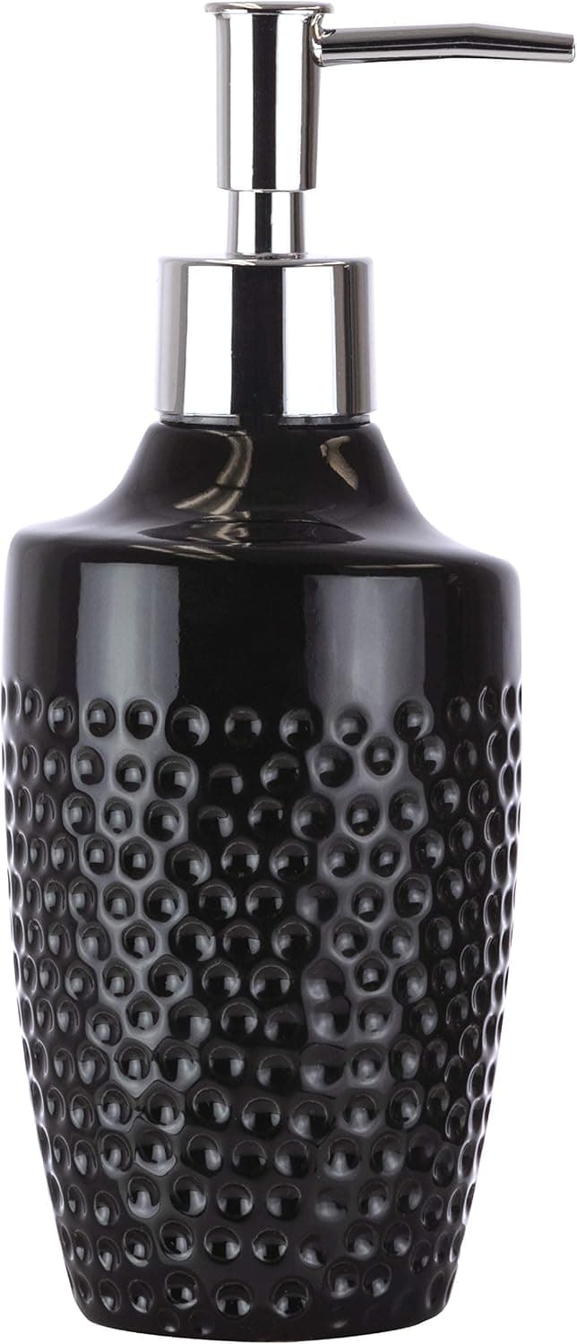 kieragrace KG Natalie 4-Piece Bathroom Accessory Set – Black Ceramic with Divots