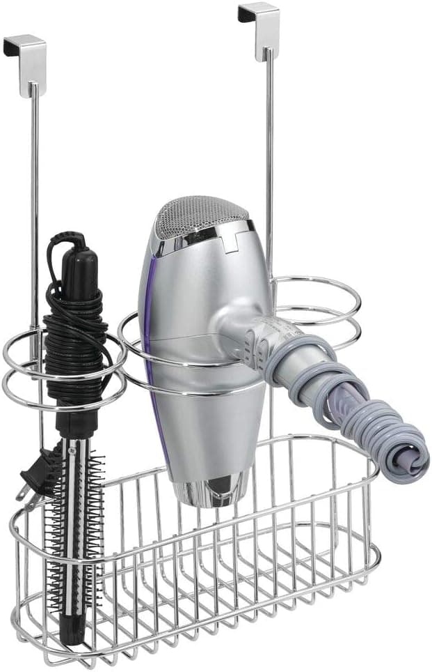iDesign Classico Over-the-Cabinet Hair Styling Tool Holder - 10.65" x 5" x 10", Chrome