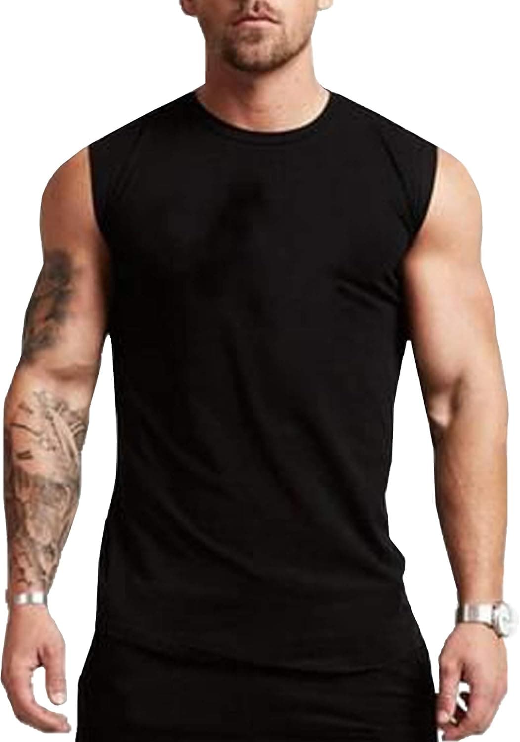 Pacinoble Apparel Mens Casual Premium Jersey Tank Top Shirt for Yoga Black