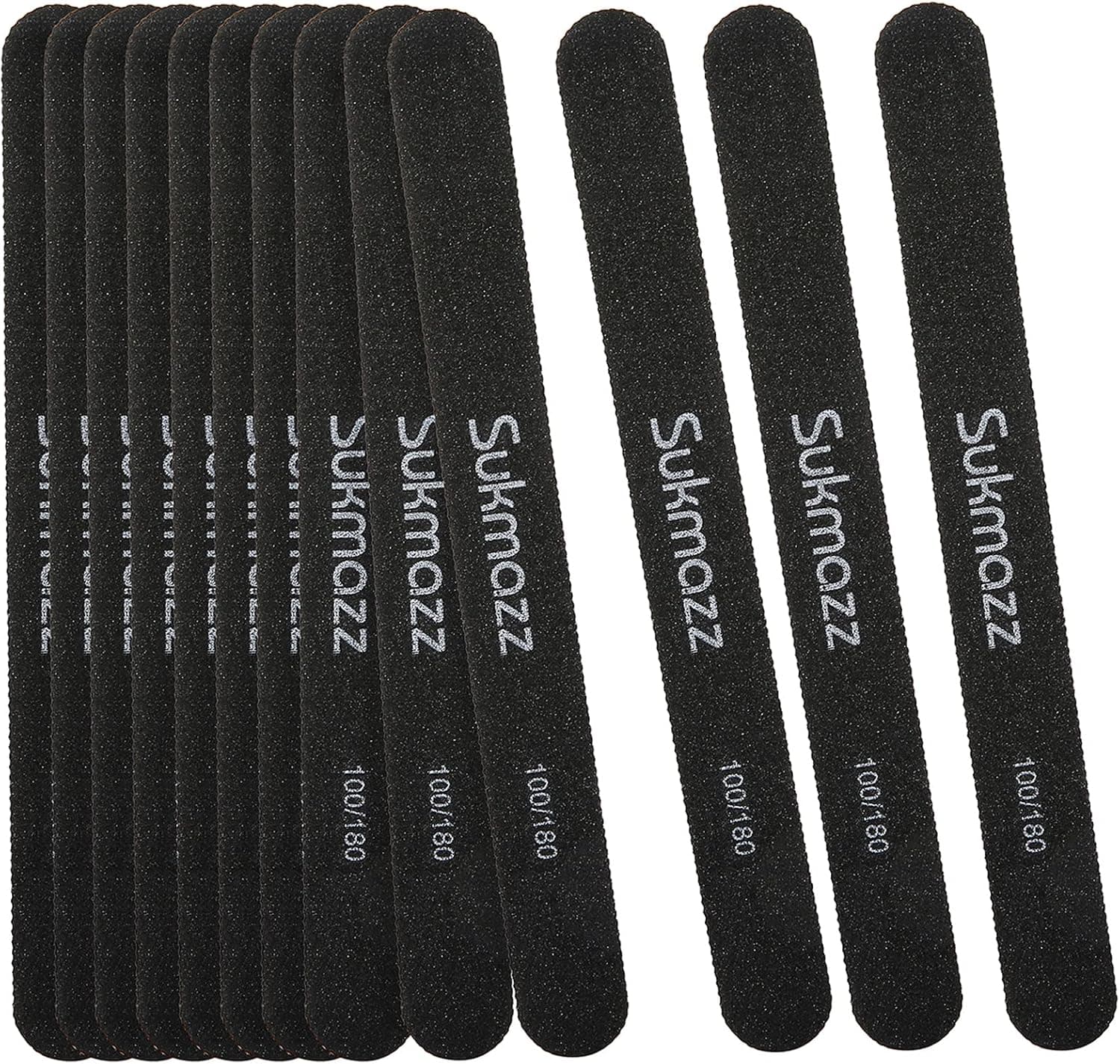 Sukmazz Nail Files Set,12PCS Professional Nail Files Double Sided Emery Board,Fingernal Buffing Files for Home,100/180 Grit