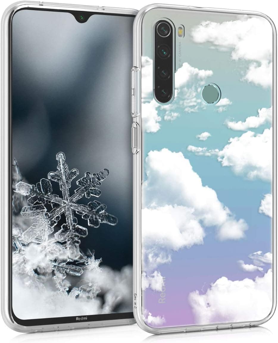 kwmobile Clear Case Compatible with Xiaomi Redmi Note 8 (2019/2021) - Phone Case Soft TPU Cover - Bunch of Clouds White/Transparent