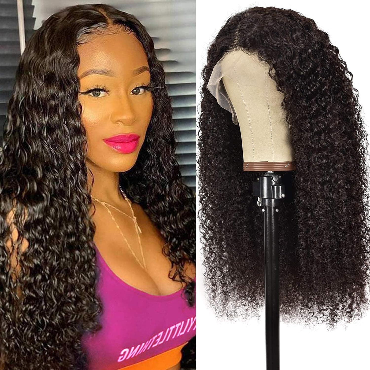 HD Lace Front Wigs Human Hair Water Wave Wigs for Black Women Middle Part Lace Front Wigs 13x4x1 t aprt wig 150% Density Natural hairline(Natural Color 22 inch)