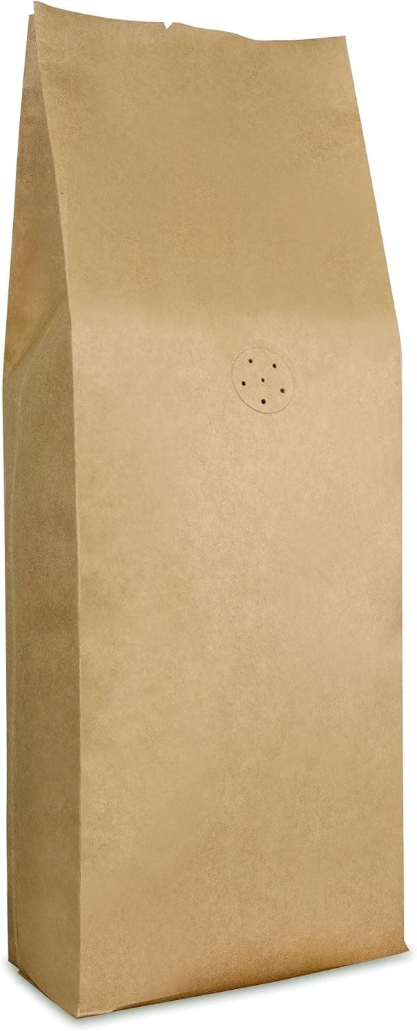 Kraft Paper Stand Up Coffee Bag/Side Gusset Pouch with Flat Bottom Coffee Beans Pouch with One Way Degassing Valve, 50 Pieces (Natural Kraft, 500g, 16oz, 1lb)