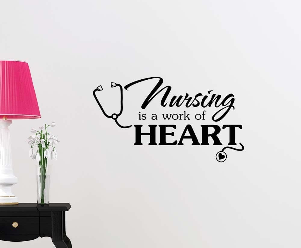 Simple Expressions Arts Wall Vinyl Decal Nursing is a Work of Heart Cute Inspirational Family Love Vinyl Quote Saying Wall Art Lettering Sign Room Decor