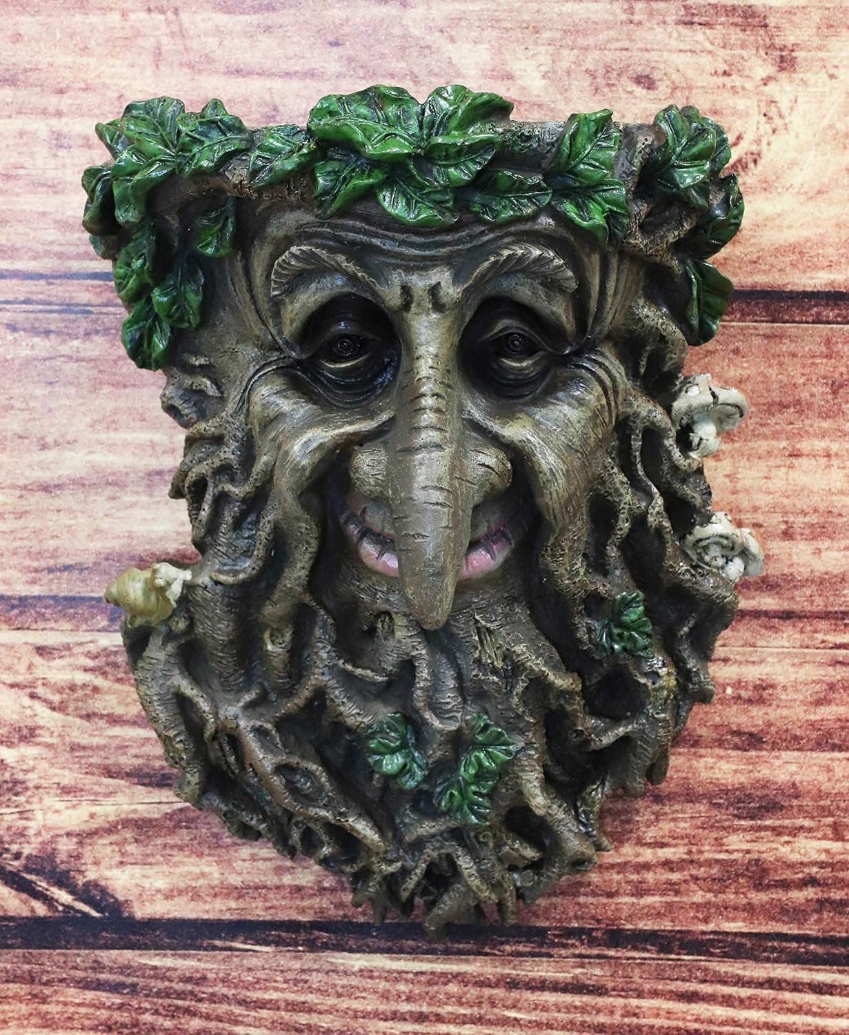 Ebros Nature Spirit God Big Nose Leafman Gargoyle Celtic Greenman Hanging Wall Decor Plaque 9" High Wiccan Tree Of Life Forest Shepherd Horned God Cernunnos Ent Mythical Fantasy Decorative Sculpture