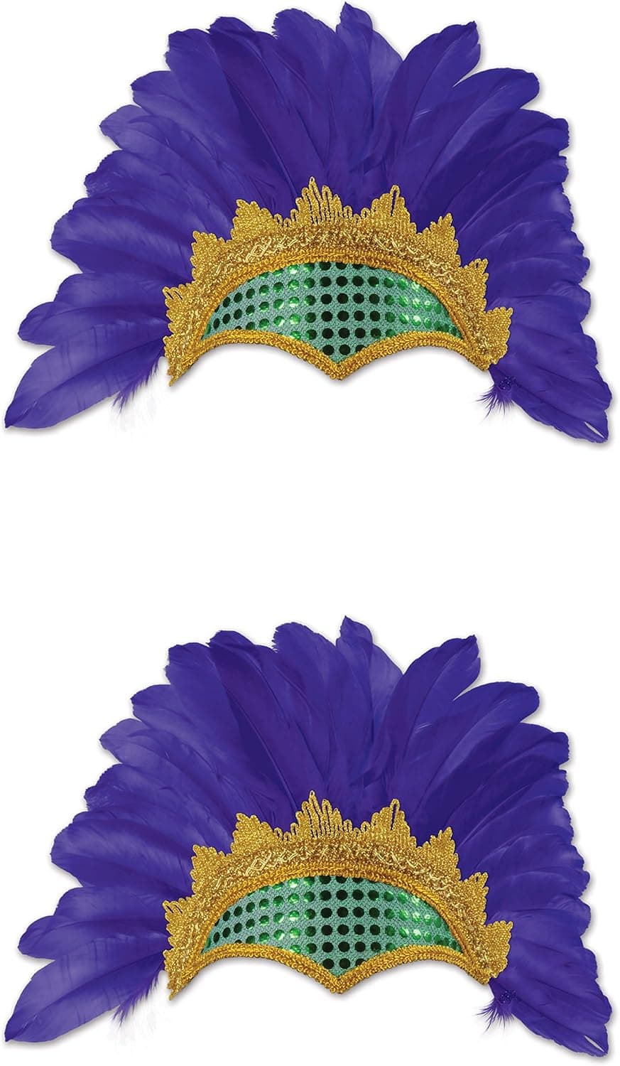 Beistle 2 Piece Feathered Showgirl Headpieces For Mardi Gras Theme Party Supplies and Favors