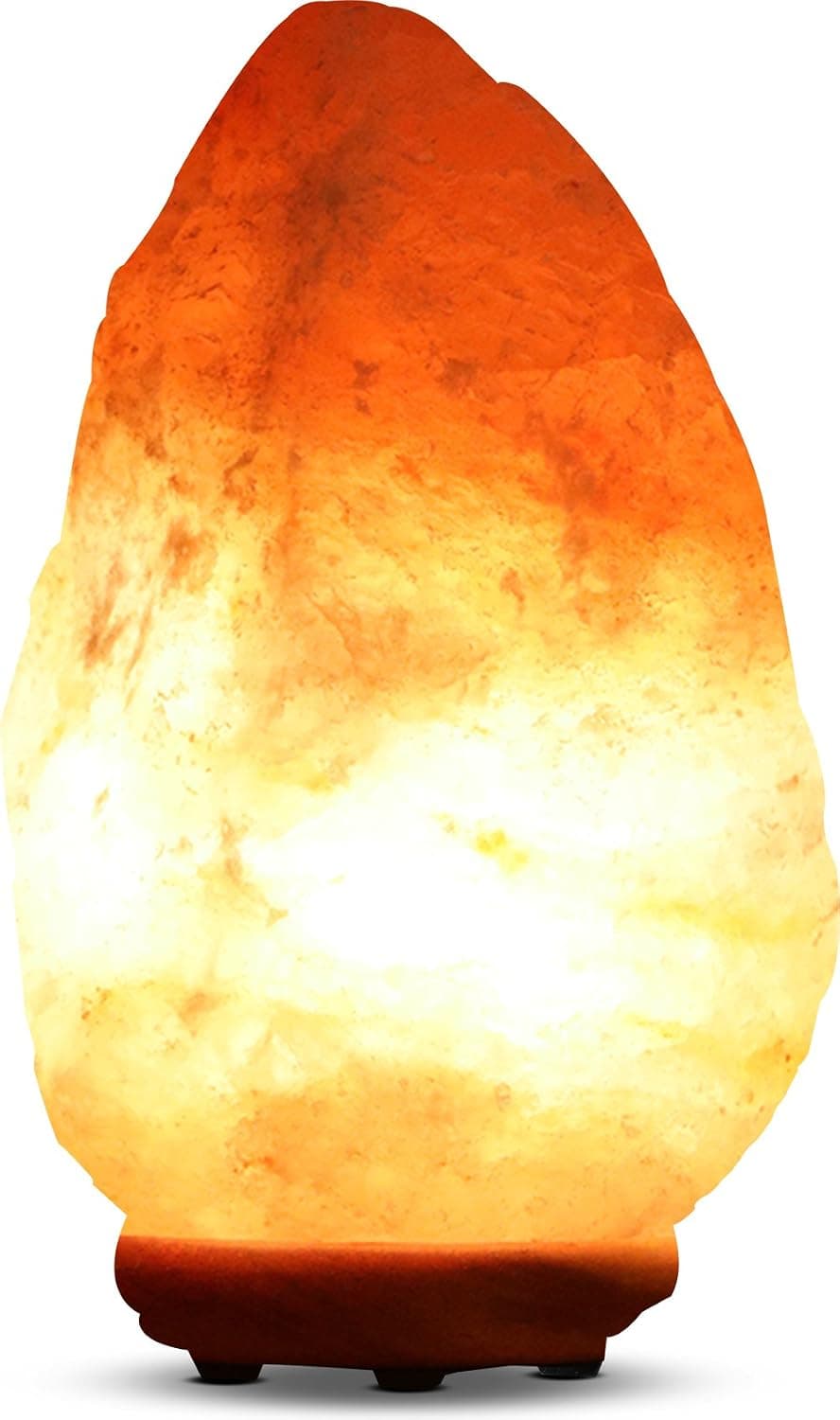 Natural Crystal Himalayan Salt Lamp with Extra Light Bulb - Genuine Neem Wood Base - Bulb and Dimmer Control