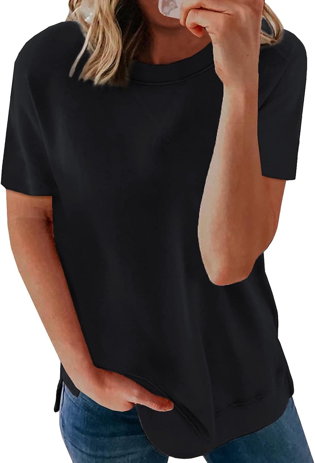 EVALESS Womens Striped Color Block Short Sleeve Causal Blouses T Shirts Tops