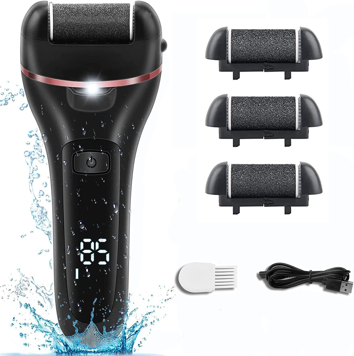 Electric Callus Remover for Feet, Rechargeable Callus Remover for Feet Pedicure Tools Foot File, Professional Pedicure Kit Feet Care for Dead,Hard Cracked Dry Skin with 3 Grinding Heads,2Speed,LCD