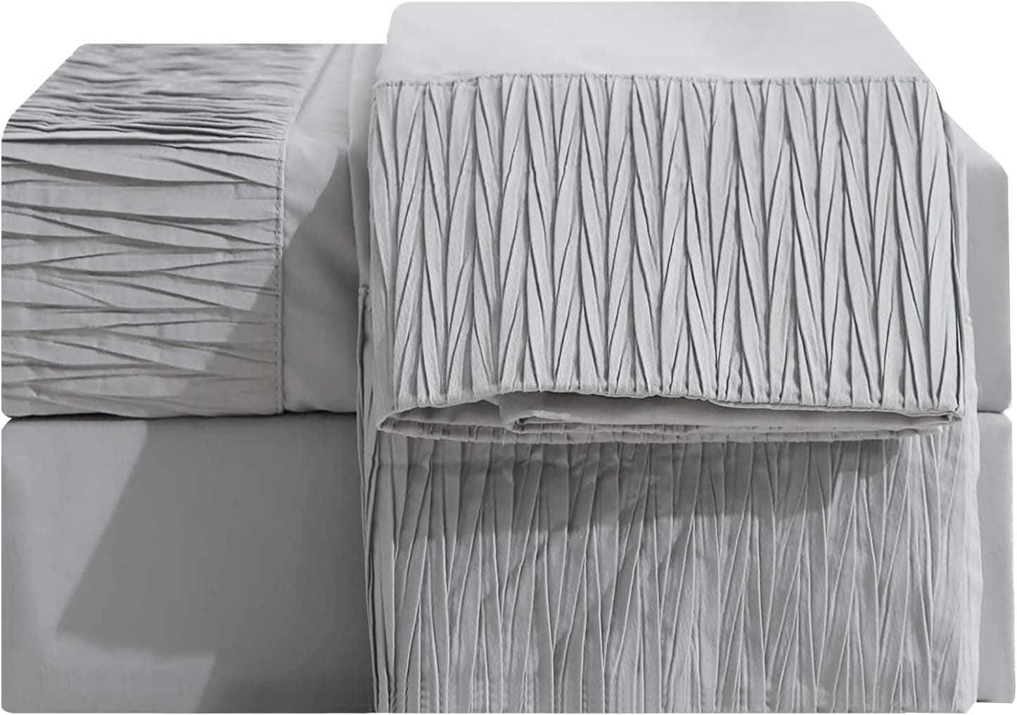 David's Home Queen Size Sheets Set Light Grey-Queen Bed Sheets Deep Pocket up to 16 Inches-Soft Light Grey Bedding Sheets and Pillowcases Set-4 Pieces 1800 Sheets