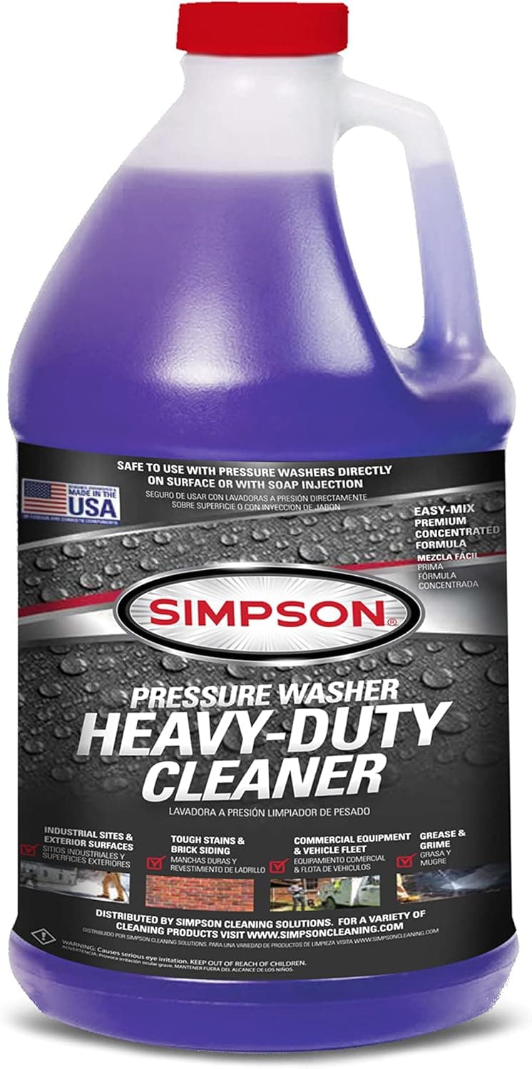 SIMPSON Cleaning 88282 Heavy Duty Cleaner, Concentrated Soap Solution for Pressure Washers and Spray Bottles, Use on Concrete, Vinyl Siding, Appliances, Windows, Cars, Fences, Decks, Purple, 1 Gallon