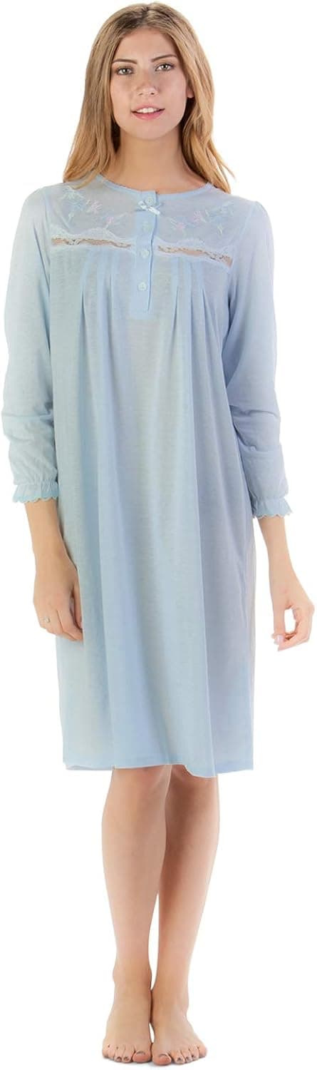 Casual Nights Women's Elegant Nightgown Long Sleeve Sleepwear Night Gown For Mom